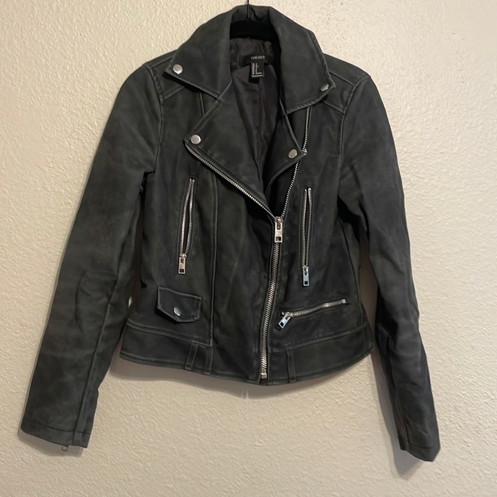 Faux Suede Biker Jacket